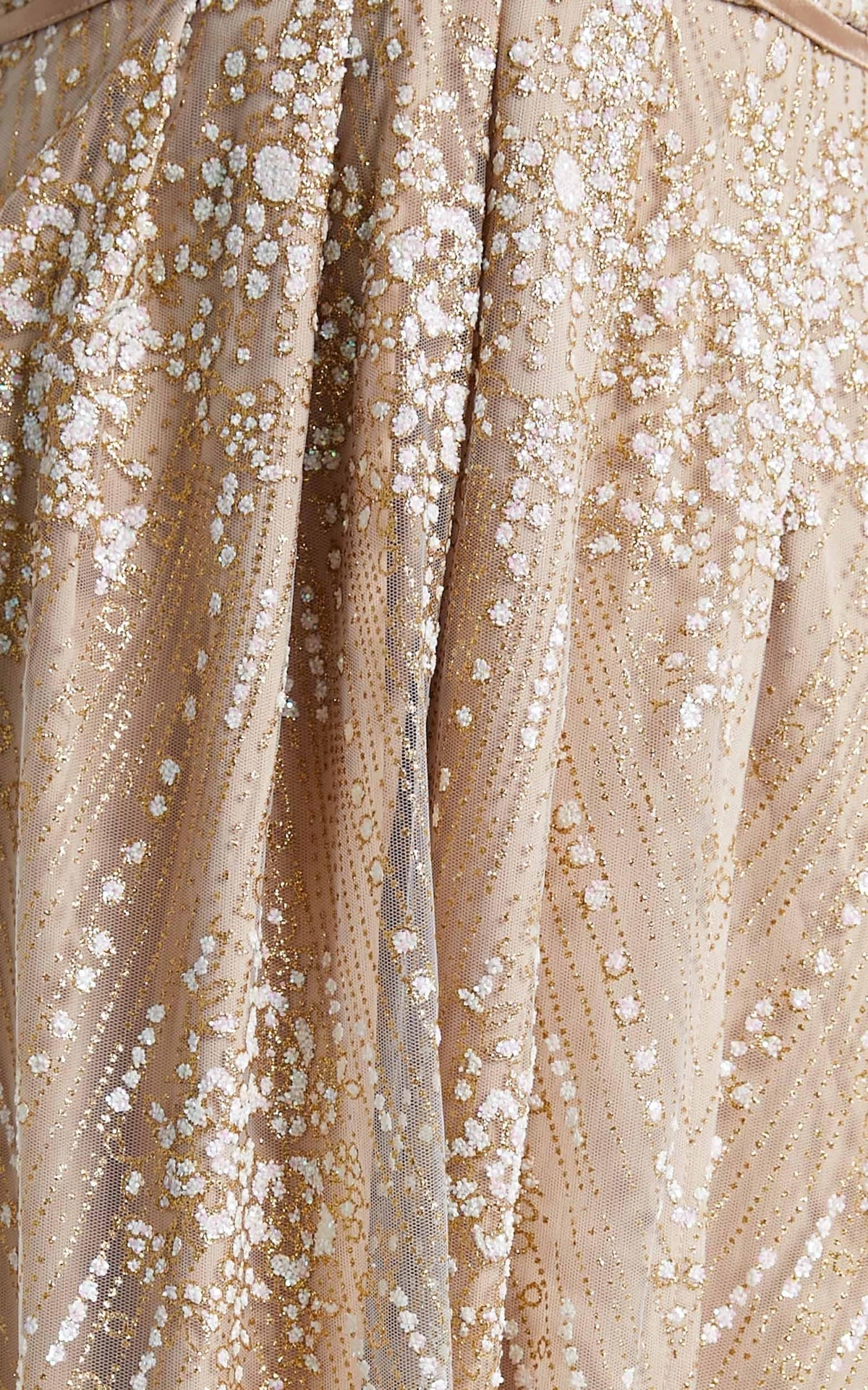 New York Nights Maxi Dress - Sequin Plunge Cross Back Dress in Gold