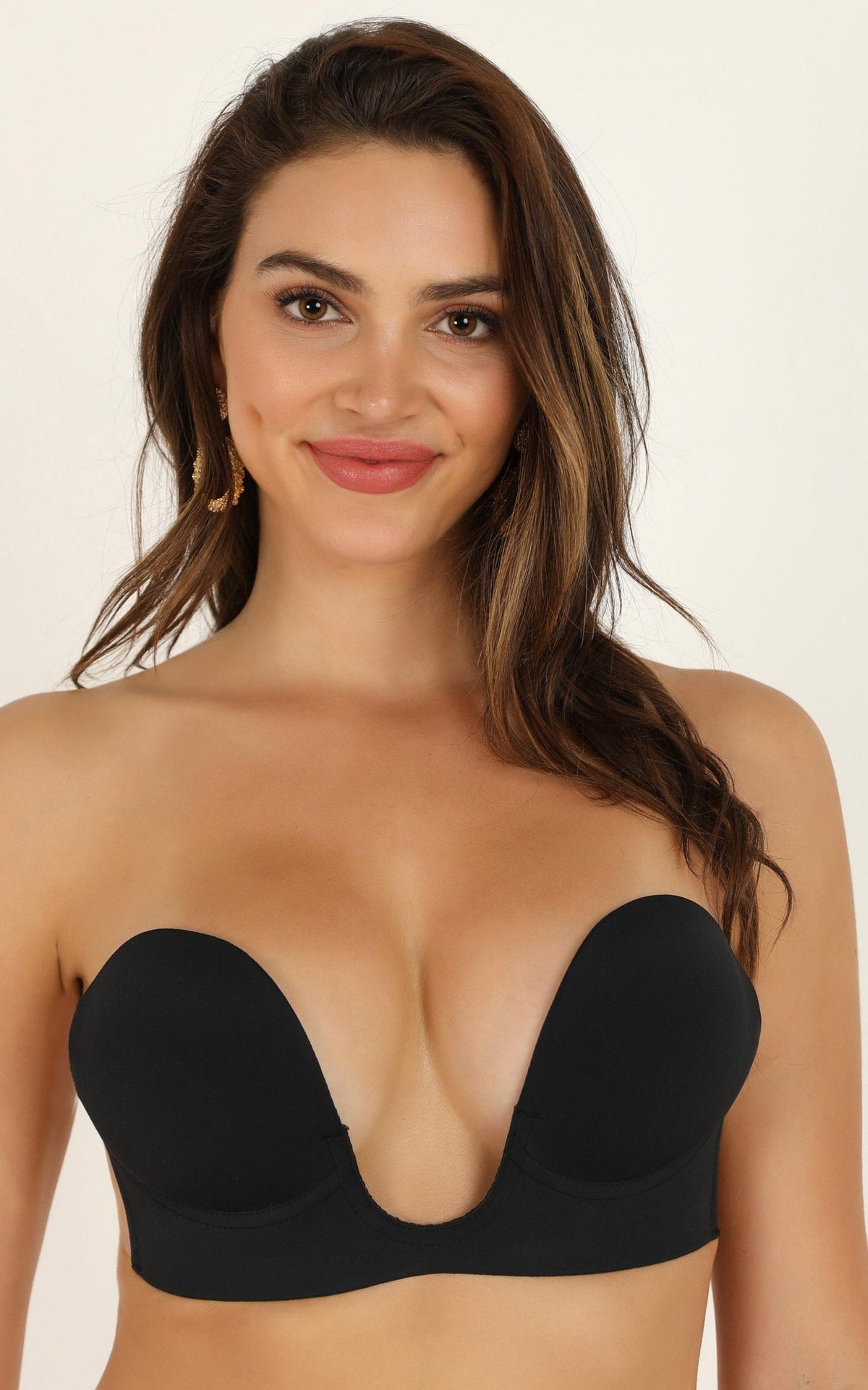 Plunge Stick On Bra in Black